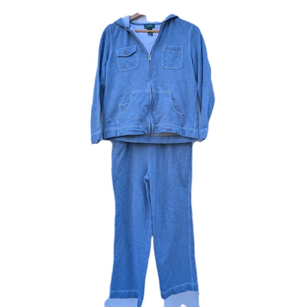 Lauren Ralph Lauren Womens Lounge Set S/M Full Zip Hooded Cardigan Pull On Pants